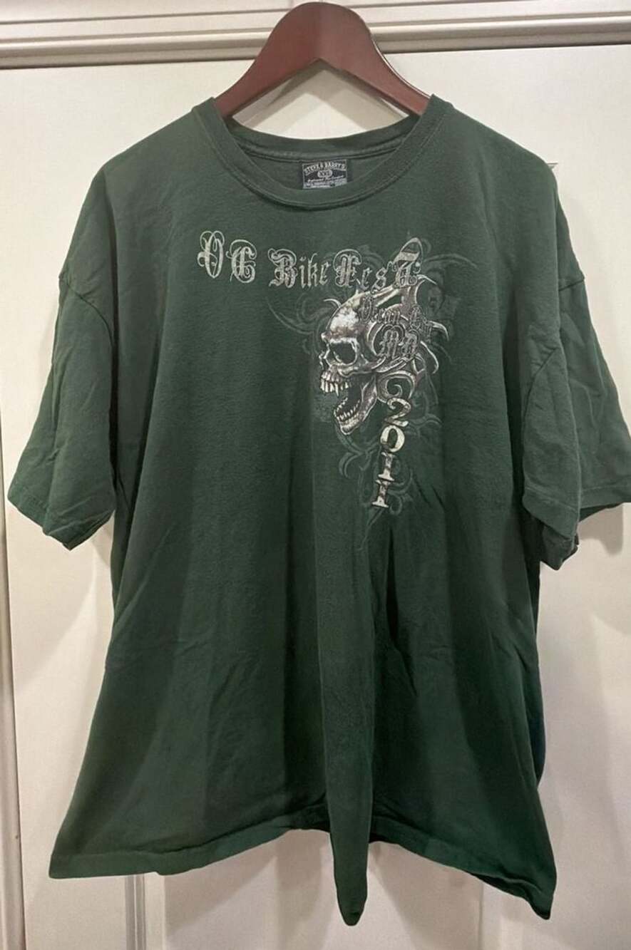 Steve & Barry's OC Bike Fest Size XXL Green Skull Graphic T-Shirt